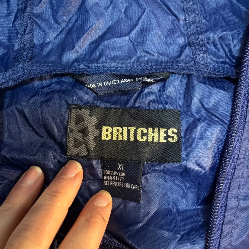 BRITCHES Mens Navy Blue Lightweight Hooded Anorak Pullover Jacket‎ XL Packable